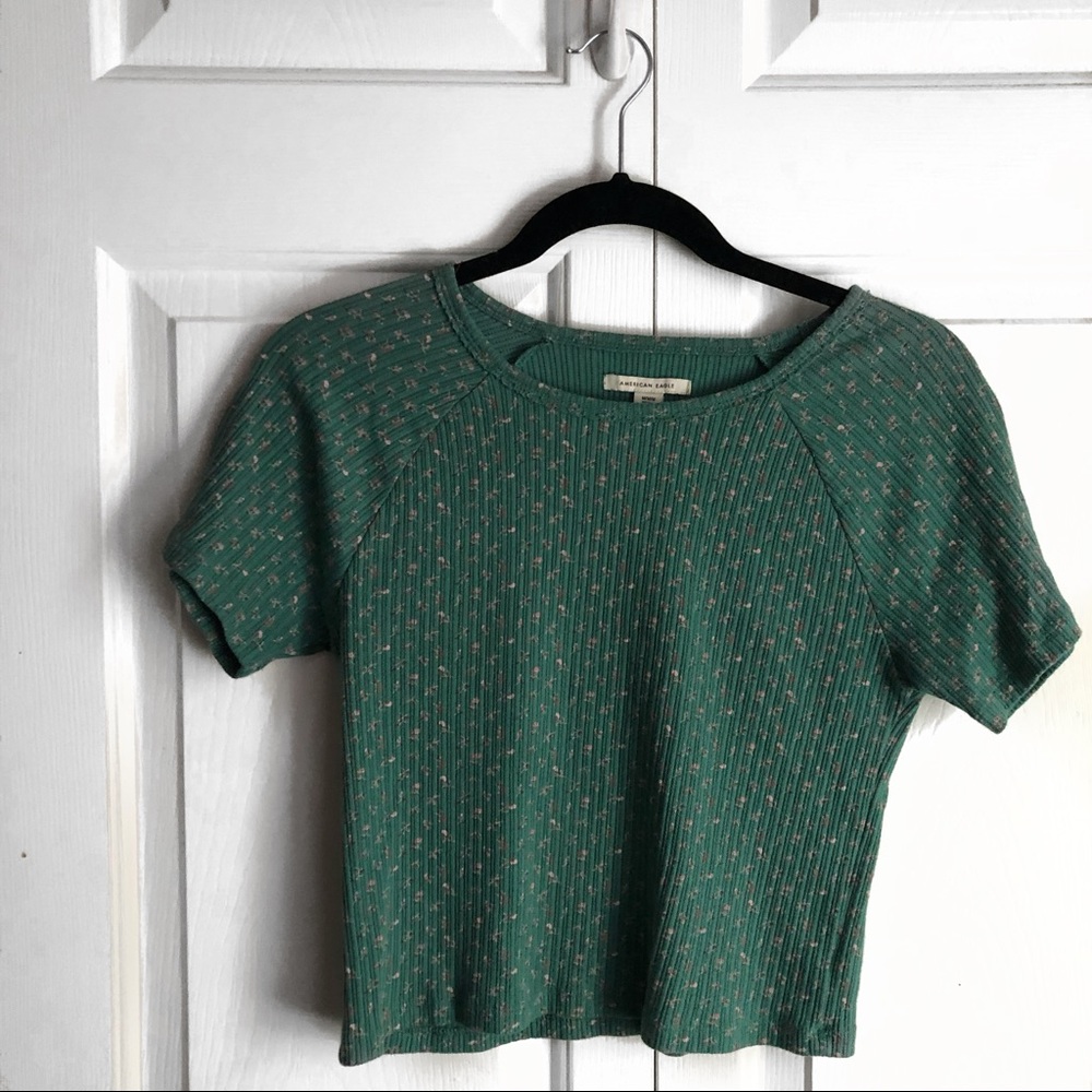 American Eagle green floral crop top